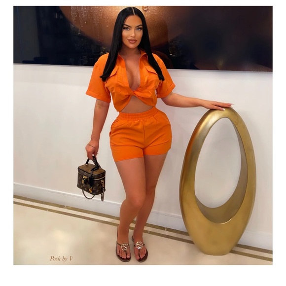 Vera twist shorts set (Orange) - Picture 1 of 1